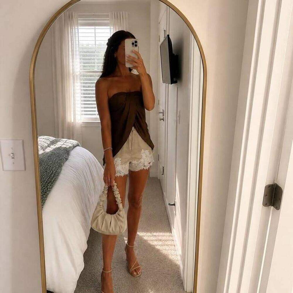 Cami byc brown satin top